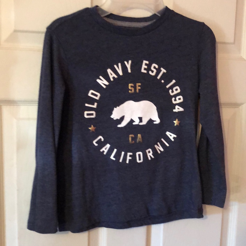 Old Navy California Bear Blue Graphic Long Sleeve T-Shirt Boys Medium M 8
